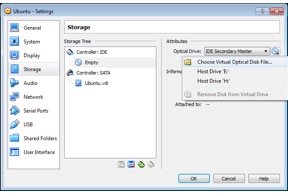 This image depicts the storage settings where you could choose the location of optical disk or optical disk file for installing OS.